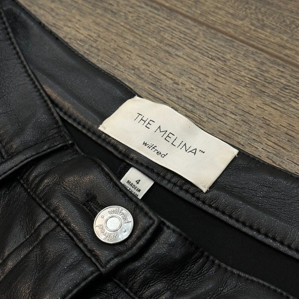 Aritzia Wilfred Melina Straight-Leg Pants in Black Leather-Look